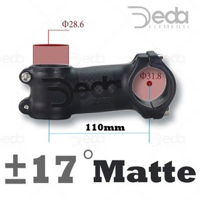 데다 제로 2 광택 화이트 매트 블랙 합금 카본 로드 MTB 자전거 스템 6/17 도 핸들 바 부품, [24] Matte black 17d-110, 1개
