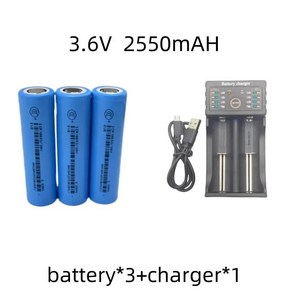 100 오리지널 kepah ICR 18650 26V 3.6V 18650 2550mAh 충분한 용량 충전식 리튬 배터리 손전등 배터리 및 충전기, 2) Battey-3  chage-1