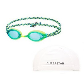 피닉스 아동 패브릭수경 PN 508J FB + 스판수모 SET, Aqua + White, 1개