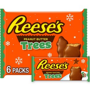 REESE'S Milk Chocolate Peanut Butte Tees Chistm 리즈 밀크 초콜릿 땅콩 버터 트리 크리스마스 스타킹 스터퍼 캔디 팩 1.2온스(6개, 6개, 34g