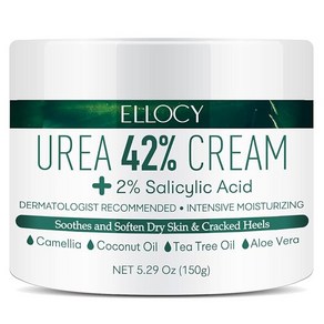 Ellocy 유레아 40% 풋 크림 플러스 살리실산 125mL 최고의 굳은살 제거제 - 발 무릎 및 팔꿈치에 수분을 공급하고 수분을 공급합니다 - 두껍고 갈라지고 거칠고 죽고, 1개, 1개입