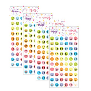 쁘띠팬시 싱글벙글 스티커 중 6p, da5331, 4개입