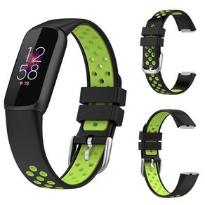 핏빗럭스 Fitbit Luxe 스트랩 스포츠 밴드 우레탄 시계줄 블랙 그린, 1개