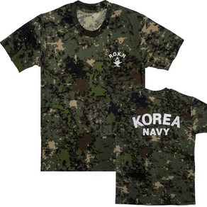 신형 디지털 해군 반팔 티셔츠 95~105 나염-앞+뒤 ROKN NAVY 망사 여름 티 군인 군용 아미 TS 태성