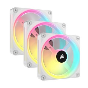 CORSAIR iCUE LINK QX120 RGB QX RGB 120mm RGB 시리즈 자기 돔 팬 화이트[스타터, 커세어 Tiple (120mm) 120937 _Whi