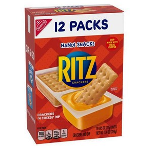 [미국직배송]리츠 핸디-스낵스 크래커 앤 치즈 딥 (12개입x27g) RITZ Handi-Snacks Cackes and Cheese Dip, 27g, 1개