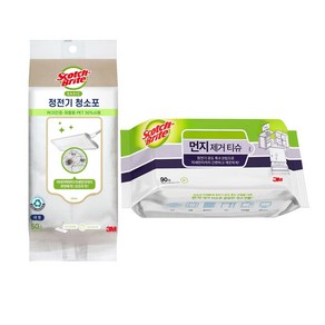 3M 스카치브라이트 미세먼지 베이직 정전기 청소포 표준형 50매+먼지제거티슈 90매, 1세트