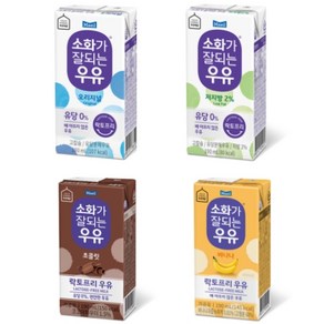 매일우유 소화가잘되는우유 190ml (오리지널6팩+저지방6팩+초코맛6팩+바나나맛6팩 총24팩) 락토프리 멸균우유 보아스제과&매일우유 와 만나다., 1세트