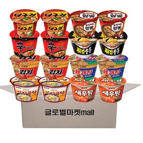 농심 신라면큰컵2+김치큰사발2+튀김우동큰컵2+오징어짬뽕큰컵2+너구리큰컵2+새우탕큰컵2+사리곰탕큰컵2+육개장큰사발2 총 16입, 16개