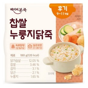 베이비본죽 실온 이유식 찹쌀 누룽지닭죽, 180g, 1개