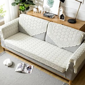 화이트 레이스 소파 커버 스테레오 플라워 타월 팔걸이용 등받이, D.6060cm, 1개, 2.ceam white 1piece