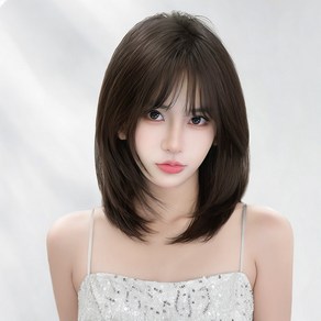 HAIRCUBE 여성 레이어드 스트레이트 헤어 통가발 40cm, 쿨 브라운, 1개