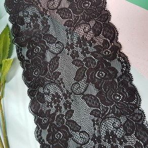 dklace 레이스모음 / 스판레이스 8-7803 폭 17cm 길이 90cm 자가드, 블랙, 1개