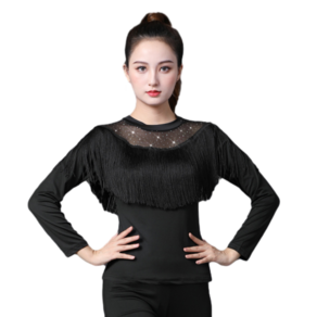 댄스복 상의 긴팔 댄스 상의 라틴 댄스복 수술 망사 티셔츠 Dance wear 뉴타임즈 I860F646