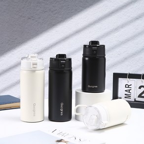 Asue 316 스텐 보온병 휴대 빨대컵 대용량보온병, 550ml, 블랙, 1개