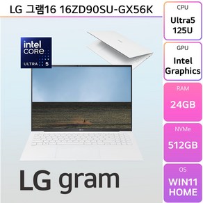 LG전자 2024 그램16 16ZD90SU-GX56K, WIN11 Home, 24GB, 512GB, 스노우화이트