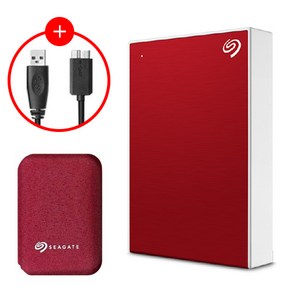 씨게이트 One Touch HDD 데이터복구 외장하드+파우치+암호화 기능+USB케이블, Red, 1TB