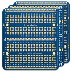 PCB기판 브레드보드형 만능기판 Dual Half Size 아두이노 및 개발용 97x 89mm 3팩