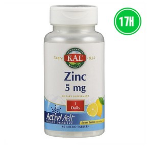 KAL Zinc Oxide 아연 5mg 60정, 1개