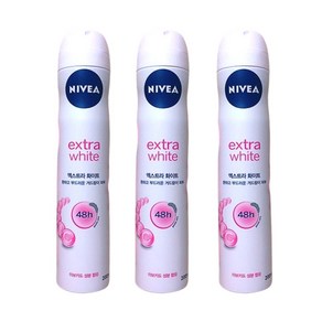 니베아 데오드란트 스프레이 엑스트라 브라이트 Nivea Exta Bight 강력한 냄새제거 겨드랑이땀억제, 3개, 200ml