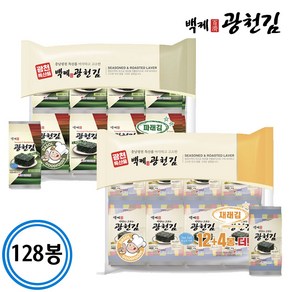 [백제광천김] 파래/ 재래 도시락김 4g 한박스, 재래 도시락김 128봉, 128개