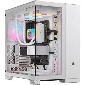 CosaiCORSAIR iCUE LINK 6500X RGB 미드 타워 ATX 듀얼 챔버 PC 케이스 – 파노라마 강화유리 역연결 마더보드 호환 3x CORSAIR RX120, iCUE LINK_6500X RGB  White