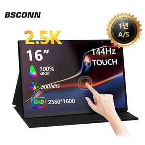 BSCONN 베쓰콘 16인치 QHD 144Hz 2.5K 500cd 휴대용 게이밍 터치식 DEX 포터블 모니터, F16 PRO, 34.4cm