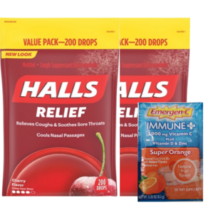 Halls 호올스 무설탕 기침캔디 사탕 체리맛 200알, 2개