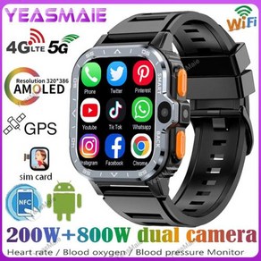 PGD ​​SmatWatch 4G LTE GPS Wifi SIM 카드 NFC 듀얼 카메라 견고한 16/64G ROM 저장 Google Play 심박수 Andoid 스마트 시계, [01] 2G RAM and 16G ROM, 1) Black - 2G RAM and 16G ROM