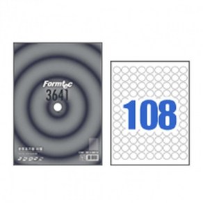 폼텍 분류표기용 원형 라벨 LQ-3641 20매 108칸 20mm, 본상품