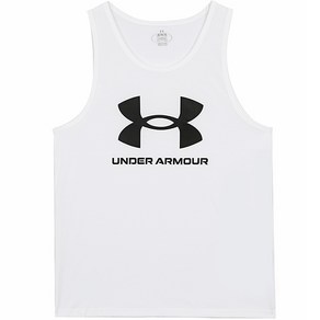 언더아머 민소매 나시티 UA SpotStyle Logo Tank 화이트-블랙 로고