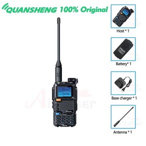 Quansheng 워키토키 UV-5R 플러스 UV-K5 장거리 에어 듀얼 밴드 양방향 라디오 5W 고출력 2200mAh 휴대용 200 채널, 01 UV-5R Plus_03 EURO, 1개