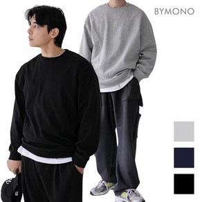 M~6XL 바이모노 SOFT 오버 맨투맨 남자 빅사이즈 오버핏 가을 겨울 남성 긴팔 티셔츠 멜란지 네이비 블랙 M L XL 2XL 3XL 4XL 5XL 6XL