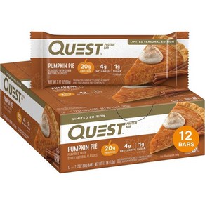 Quest Nutition 호박파이 단백질 바 20g 탄수화물 4g 설탕 1g 글루텐 프리 12개10972