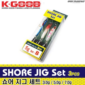 배스랜드 쇼어 지그 세트 3g 5g 7g 메탈지그 고등어 삼치 꽁치 풀치 워킹낚시, 7g set-C, 1개