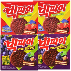 (2종세트) 빅파이 딸기+영동포도, 4개, 324g