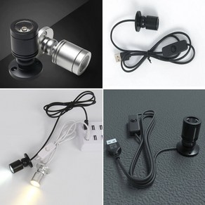 LED 핀조명 USB라이트 스포트라이트 매장 led조명 usb 조명 줄조명 쇼케이스 미니조명 5V, with switch, Blue, Black