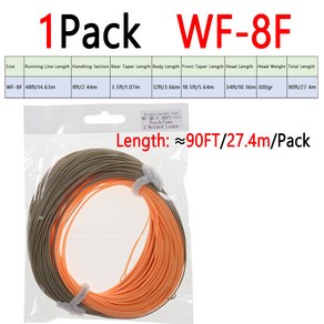 Bimoo 90FT 한 손으로 Spey 플라이 낚시 라인 무게 포워드 플로팅 2 용접 루프 WF 1F 7F 카모 복숭아, 1Pack WF-8F, 1개