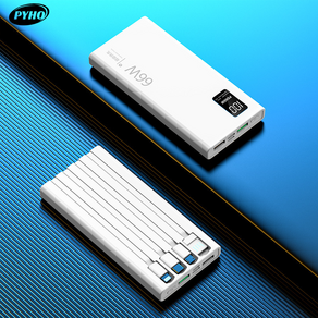 PYHO 캠핑용품 보조배터리 30000mAh 보조배터리 66W 고속충전 자체 충전선 장착 대용량보조배터리