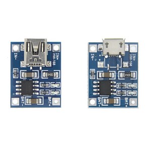 리튬배터리 충전 모듈 USB MICRO 5PIN MINI-B 단자 TP4056 아두이노 18650, 1개