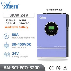 인버터 48V 포함) 6.2KW 120A 24V 사인파 10.2KW 순수 80A 하이브리드 4.2KW 3KW 태양광 12V 충전기 230VAC(MPPT 오프 그리드 160A, 4) 3KW no WiFi - 220-240V