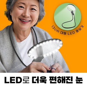 상상한스푼 눈과 손이 편한 핸즈프리 LED 돋보기 대형 130mm, 1개, 블랙