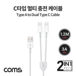 듀얼 C타입 Y 케이블 1.2M White juy*63522c, 단일, 1개