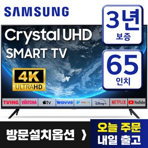 삼성 23년형 65인치 TV 크리스탈 UHD 4K 스마트 티비 65CU7000 미러링 유튜브 넷플릭스 티빙, 방문설치, 163cm(65인치), 벽걸이형