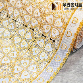 [우리홈시트] 북유럽스타일 방수코팅 레이스식탁보 FL-2938BGH 금색 베이지골드 하트 (폭)49cm x (길이)50cm, 1개