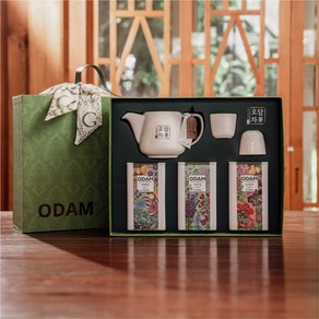 ODAM 건강차 4종 명절선물 상견례선물 답례품 고급블랜딩 과일차 꽃차 허브차 티팟세트, 파랑실크스카프, 1개, 고급차(대)선물세트