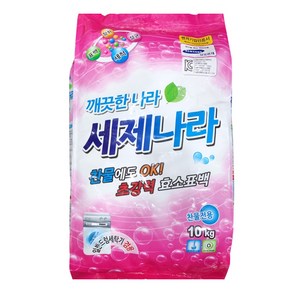 세제나라 10kg x1개 대용량 가루 세탁빨래세제 드럼일반겸용 업소용 수퍼타이 박스포장, 1개