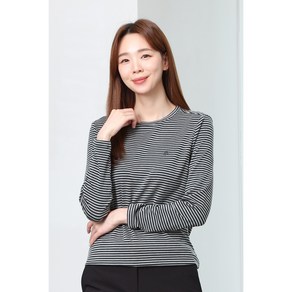 PAT 여성 겨울 기모감이 있는 베이직 스트라이프 라운드 긴팔 티셔츠 1J-85380 (722) 뉴코아일산점