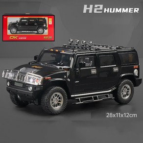 HUMMER H2 험머 허머 SUV 오프로드 1대18 1:18 자동차 미니카 모형 다이캐스트 꿈꾸는다락방, 블랙, 1개