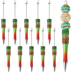 볼펜 고급 멀티 필기구 비드호븐 10개 펄 다이아몬드 비즈 펜 라인스톤 플라스틱 DIY 크리스탈 블링 샤프트 블랙 잉크 만들기 용품 선물 사무실 학교, Peal-Tomato Colo
